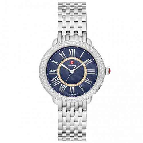 Michele Serein Mid Blue Mother of Pearl Diamond Dial Stainless