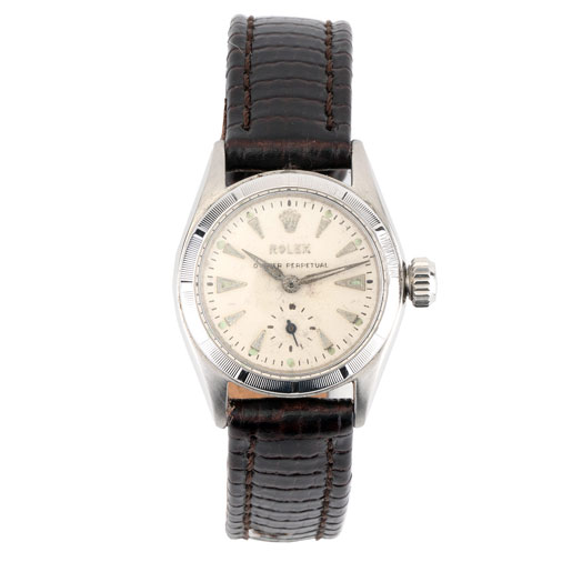 Rolex Vintage Oyster Perpetual 24.5mm Watch with White Dial and Leather Strap | New York Jewelers Chicago