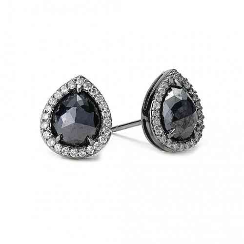 14K White Gold 6mm Cushion Cut Moissanite Halo Stud Earrings from Black  Diamonds New York