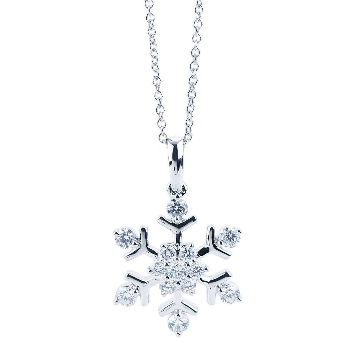 Diamond Cobblestone Snowflake Necklace - 16 - 18