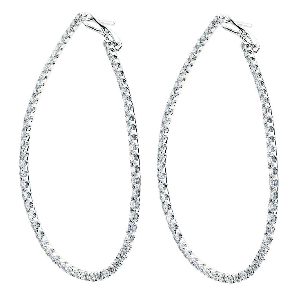 14k White Gold Curved Tear Drop Wire Earrings - 1.5 Grams - Measures 27x9mm  Wide 