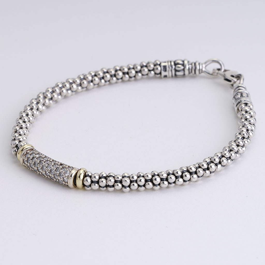 Lagos Caviar Collection Diamond Bracelet in Sterling Silver and 18K ...