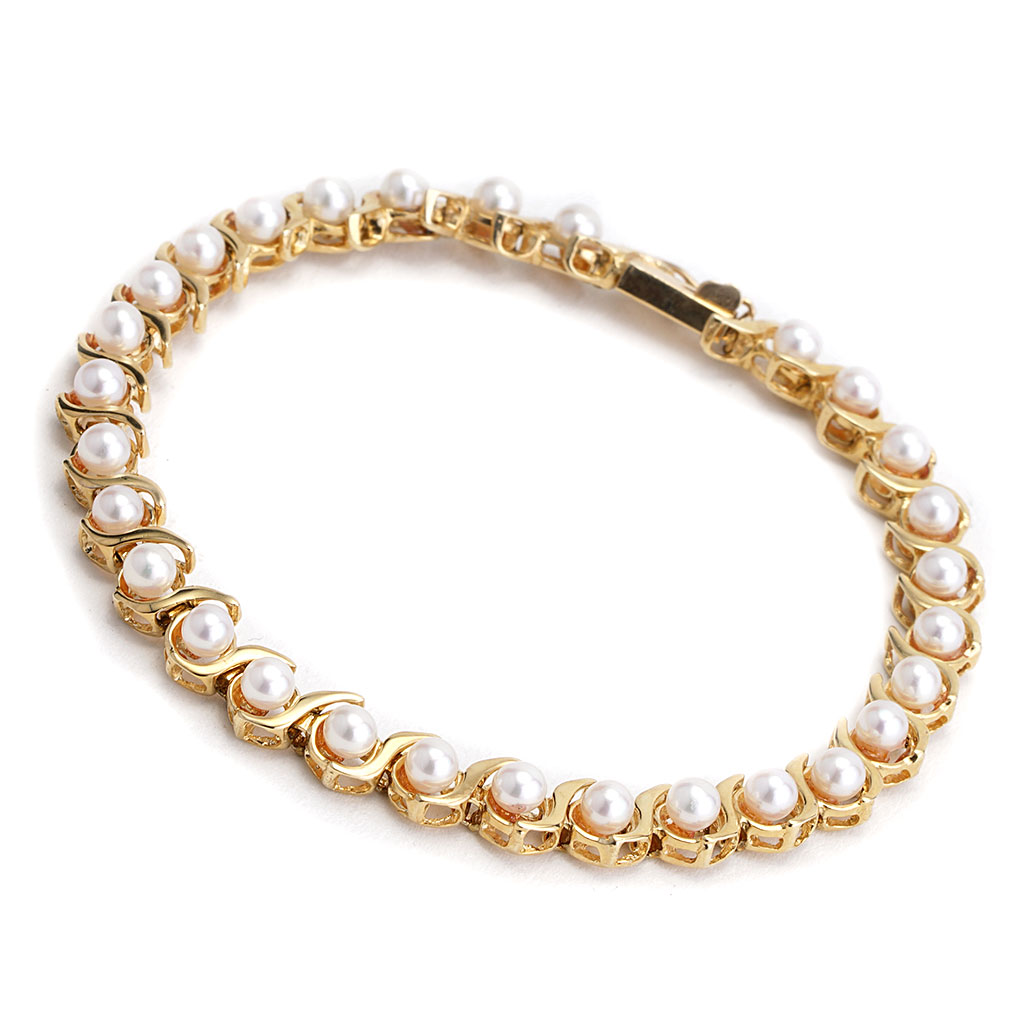Two Line Real Pearl Bracelet -Classic Designs Best Prices| Surat Diamond  Jewelry SB76