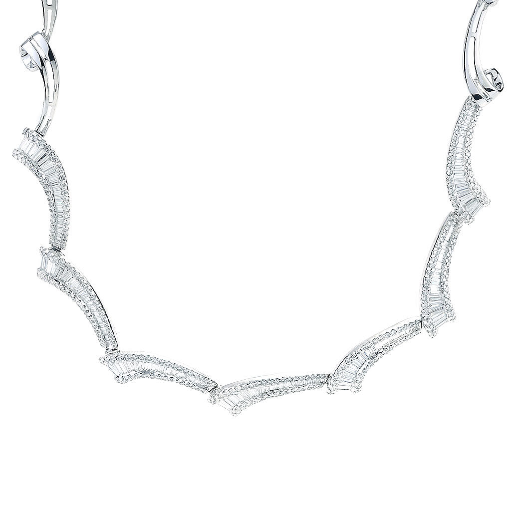 Diamond Swirl Design Necklace in White Gold | New York Jewelers Chicago