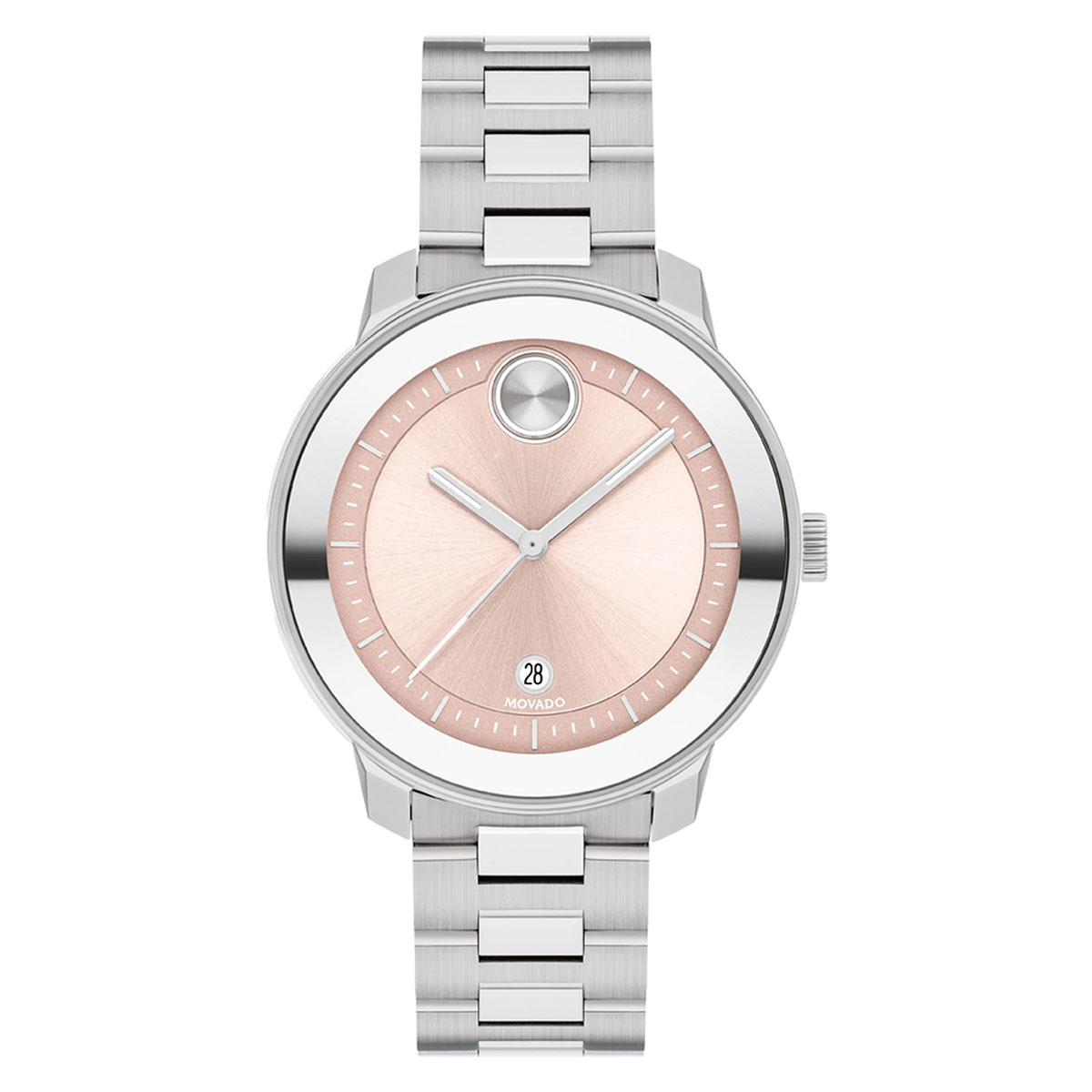 Movado Bold Verso Pink Dial Stainless Steel Bracelet