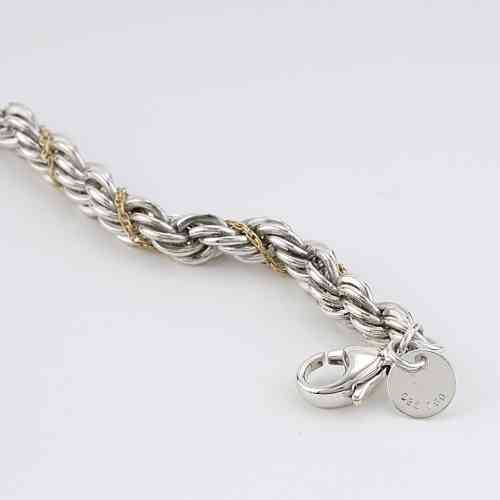 Tiffany & Co Twisted Rope Chain Bracelet in Silver and Yellow Gold