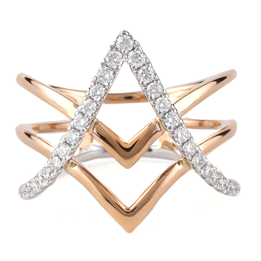 no reserve* 0.72 ct N.Fancy Pink Diamond Designer Ring - 4.00 gr - 14 kt.  Pink gold - Ring - 0.72 ct Diamond - Catawiki