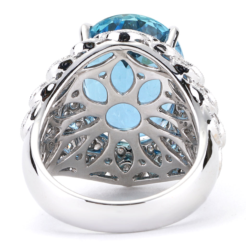 Aquamarine and Diamond Dome Ring in White Gold | New York Jewelers Chicago