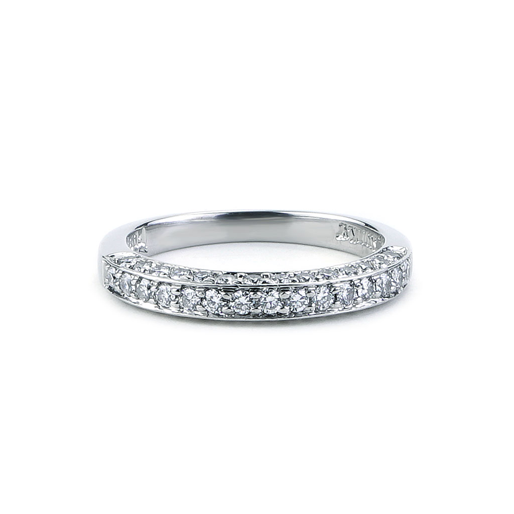 2mm Court with Five Brilliant Cut Diamond Wedding Rings