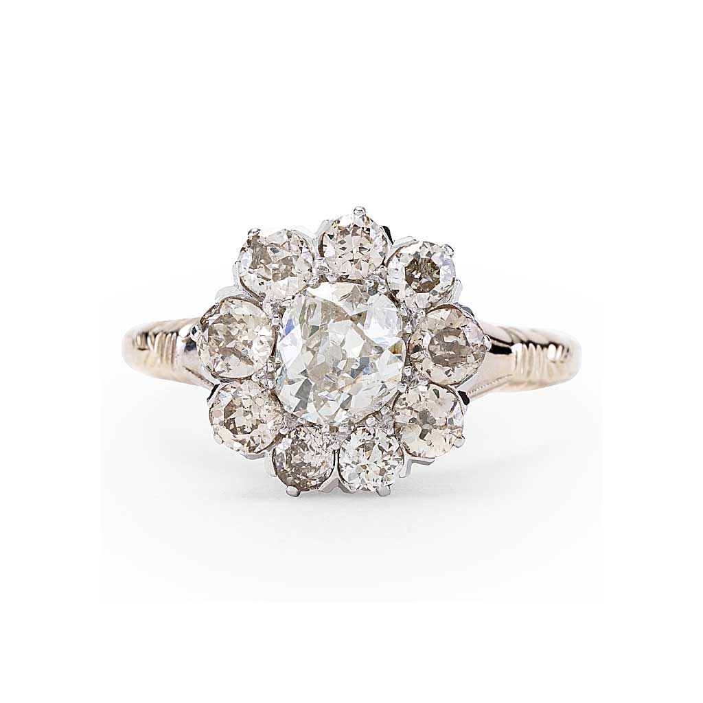 Vintage Flower Gold Diamond Ring — Renaissance Jewelers