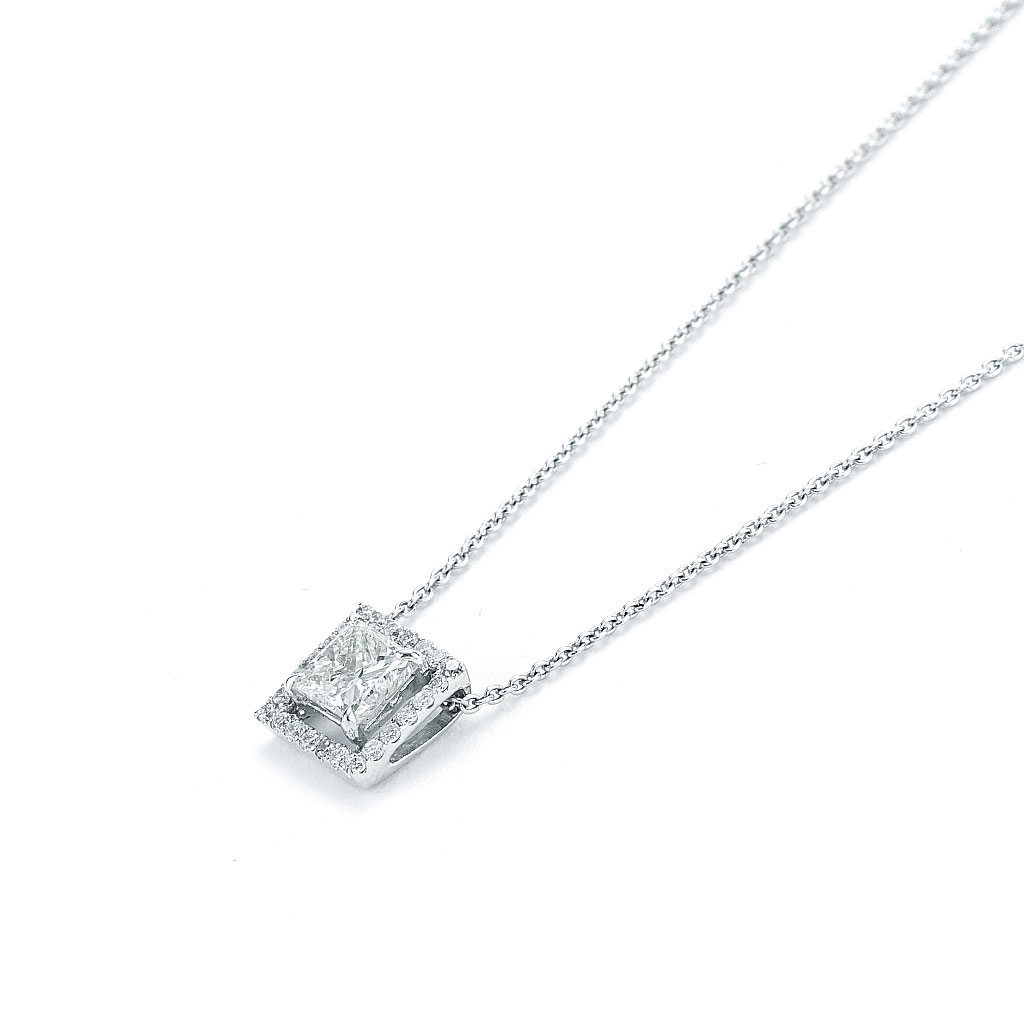 Princess Cut 0.30 ct VS2 Clarity, I Color Diamond 14kt White Gold Solitaire  Necklace | Costco