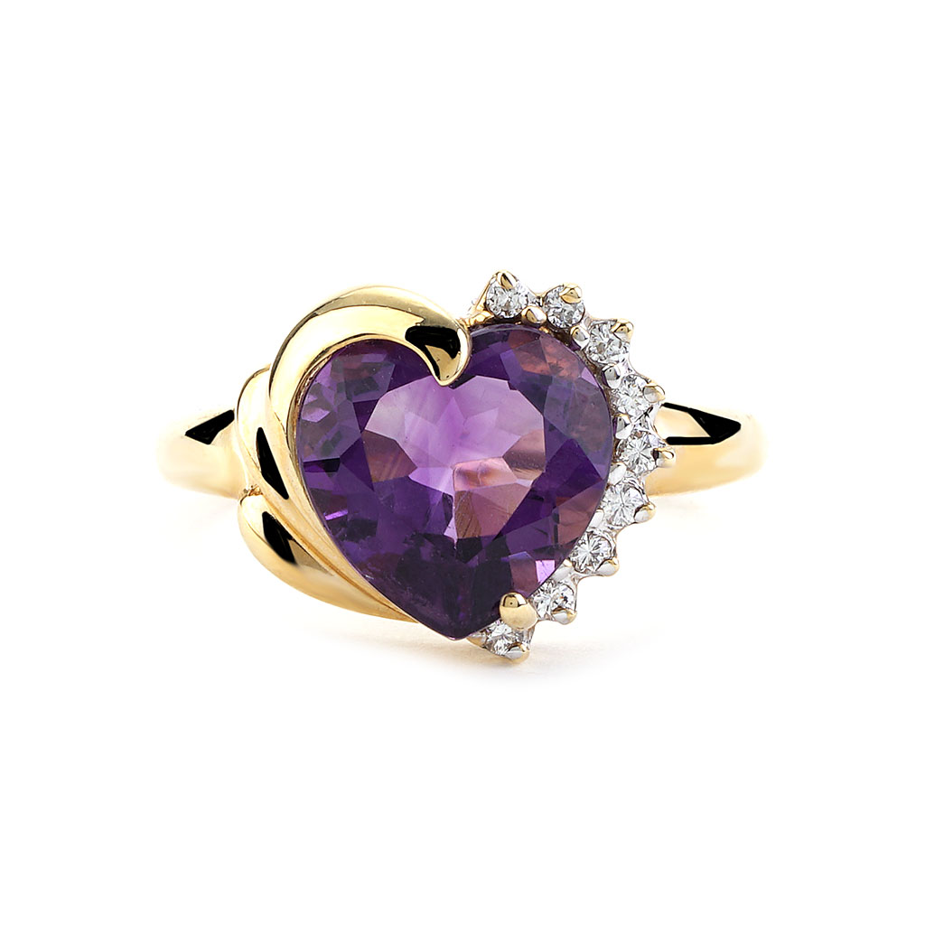 Lovely Valentines 0.6 Carat Heart Shaped Amethyst and 3 Stone Diamond –  shygems.com