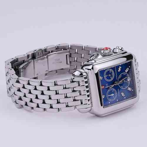 Michele Deco Chronograph Blue Dial Ladies Watch New York