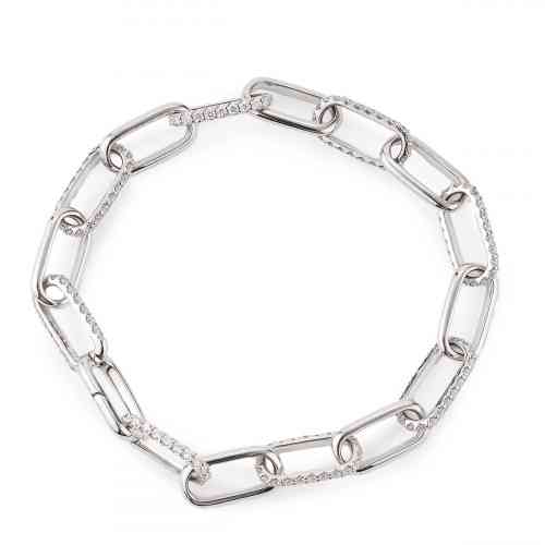1.62 CTTW Diamond Link Oval Shapes Bracelet in White Gold