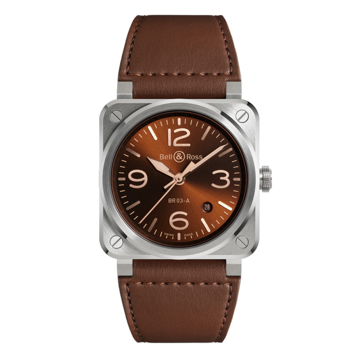 Bell Ross BR 03 Golden Heritage Brown Dial Brown Leather Strap