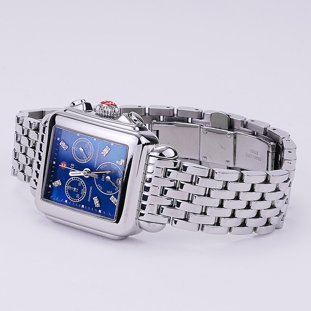 Michele Deco Chronograph Blue Dial Ladies Watch New York