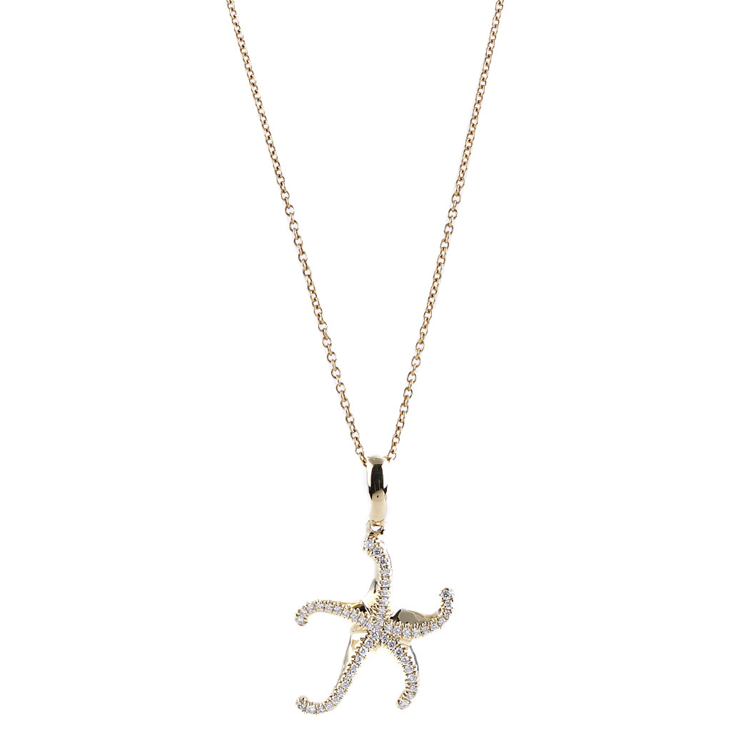 Solid White Gold Starfish DC Pendant Necklace
