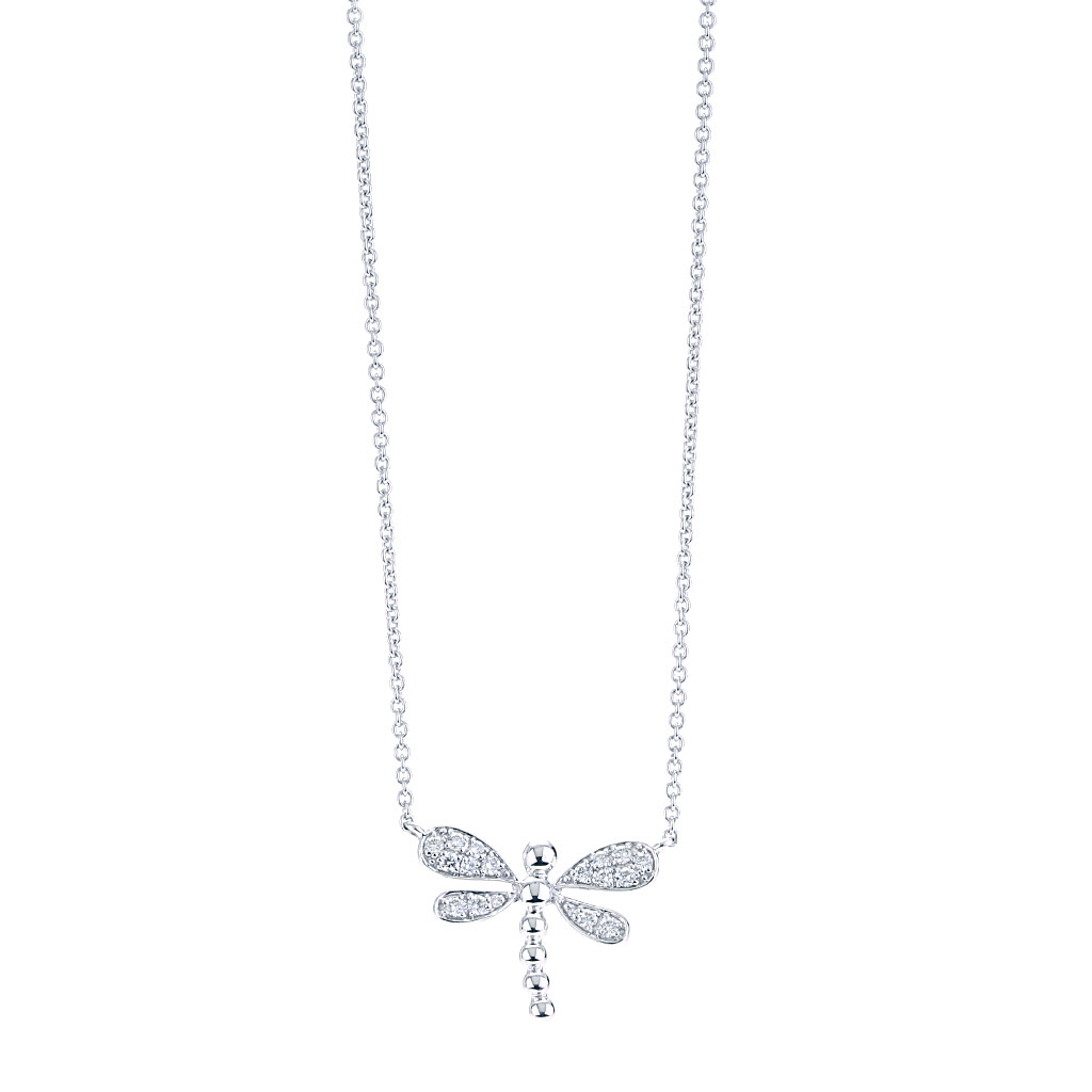 Swiss Blue Topaz, Lab-Created Opal and 1/20 CT. T.W. Diamond Dragonfly  Pendant in Sterling Silver | Zales Outlet