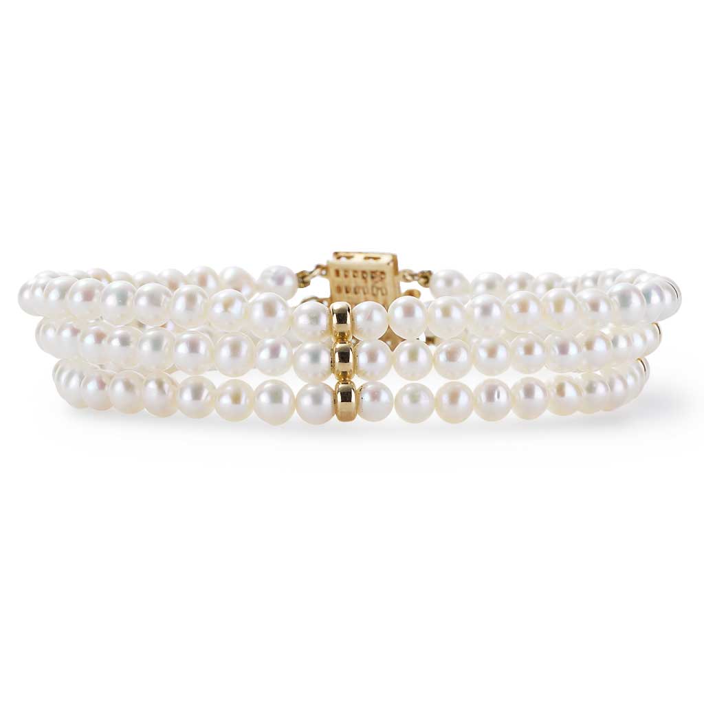 Buy 3 Strand White Freshwater Pearl Bracelet, Gold Plated or Silver Plated  or Rose Gold Plated Slider Clasp. Weddings, Bridal, Birthday Gift Online in  India - Etsy
