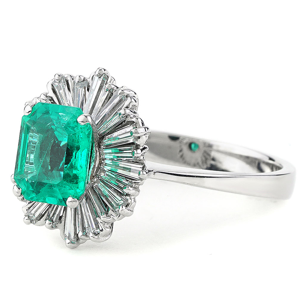 18kt 3-stone Asscher Cut Emerald Ring - 001-200-01156