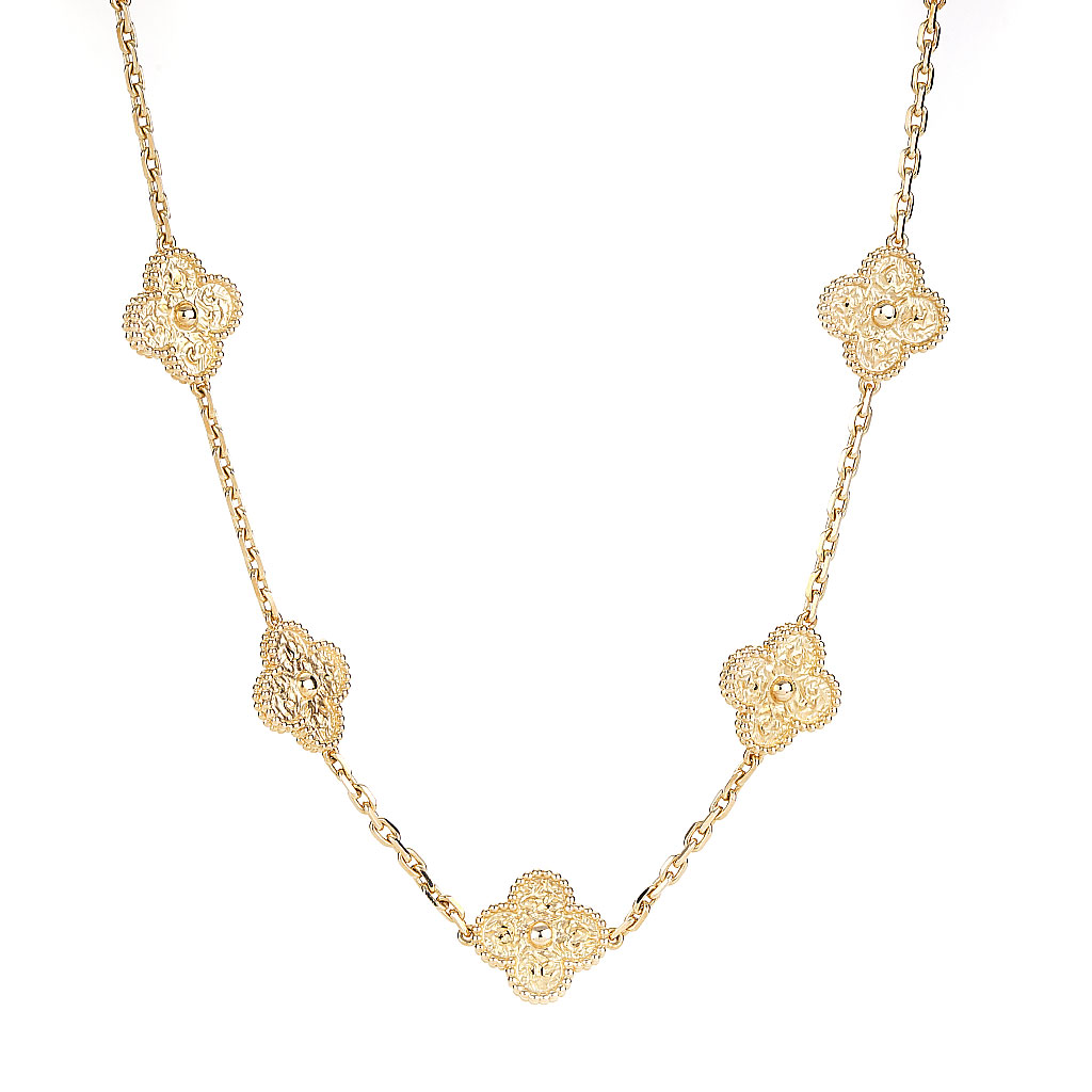 Van Cleef Vintage Alhambra Necklace 20 Stations in 18k Yellow Gold