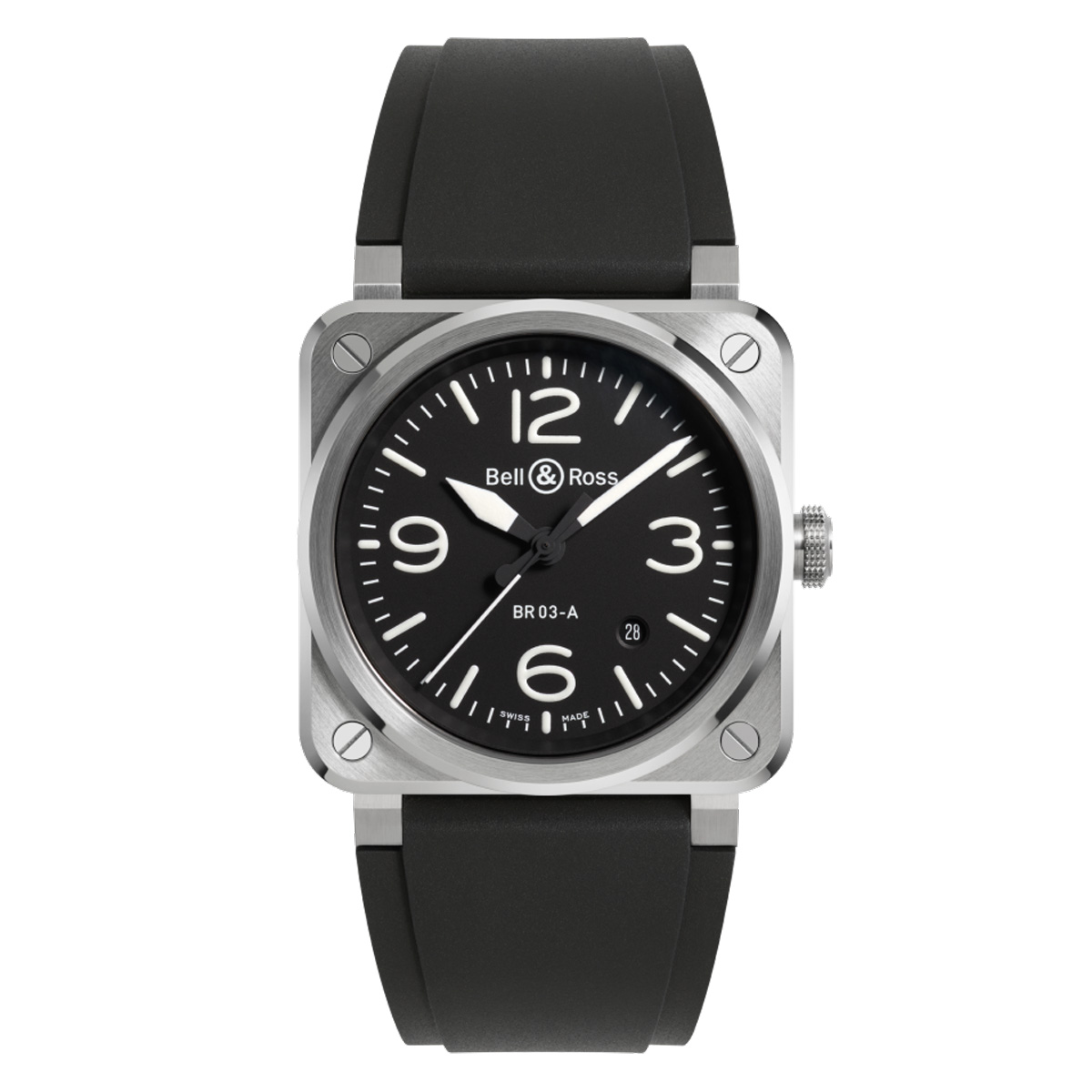 Bell Ross BR 03 Black Steel Black Dial Rubber Strap New York