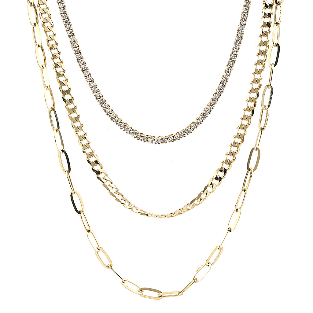 Golden Copper 3 Layer Ladies American Diamond Necklace Set at Rs 5500/set  in Kolkata