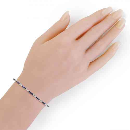 1.74 CTTW Sapphire and Diamond Flex Bangle in White Gold