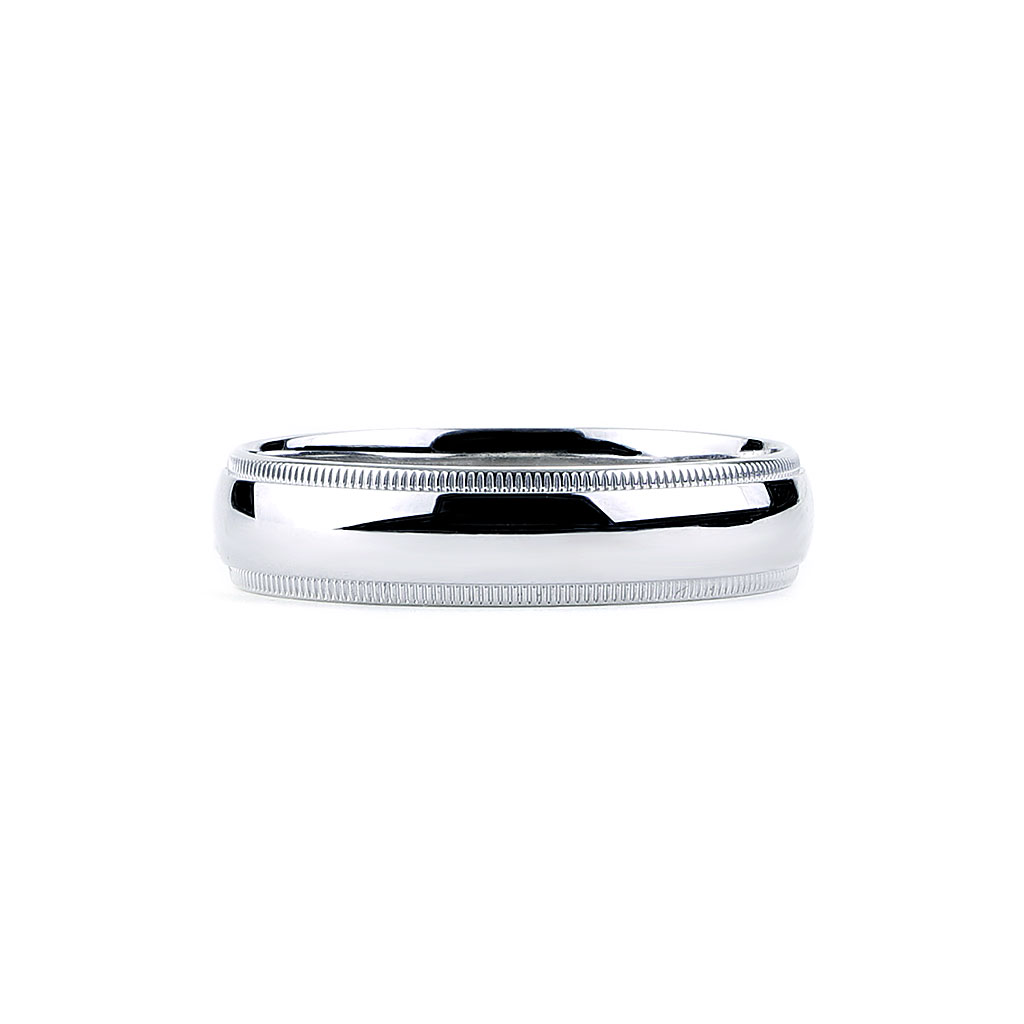 Classic Domed Polished White Gold Wedding Ring (Thin Band) | Chupi