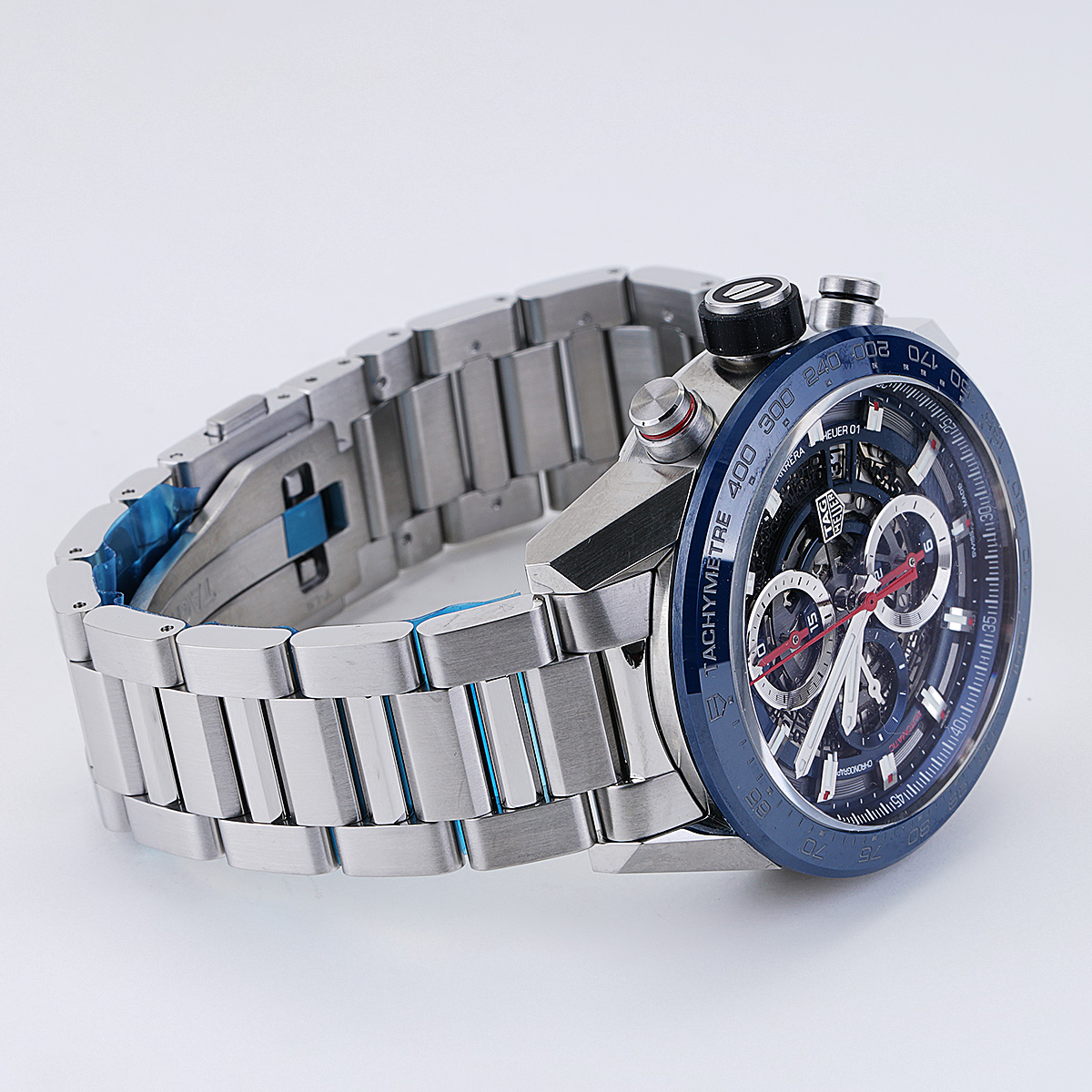 Tag Heuer Carrera Blue Skeleton Dial Chronograph Steel Mens Watch CAR201T