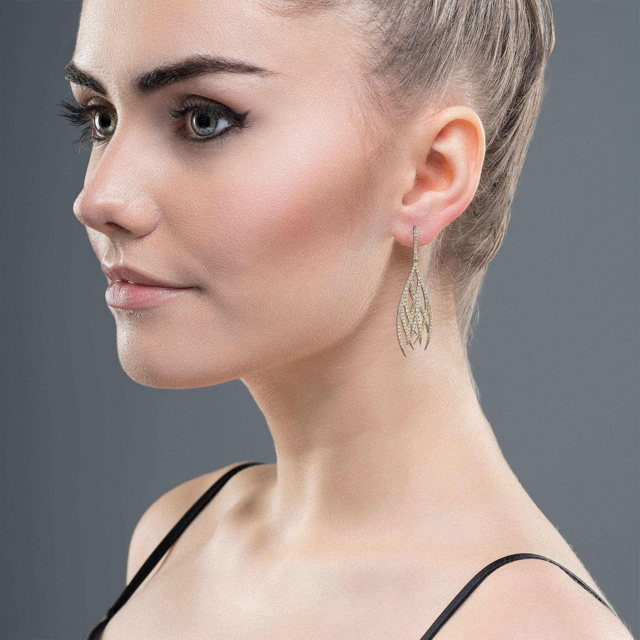 Earrings for women| chandelier earrings diamond in Rose Gold Finish | –  Indian Designs