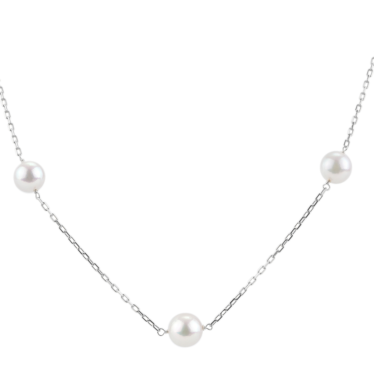 6-6.5 mm Akoya Pearl Station Necklace in White Gold | New York 