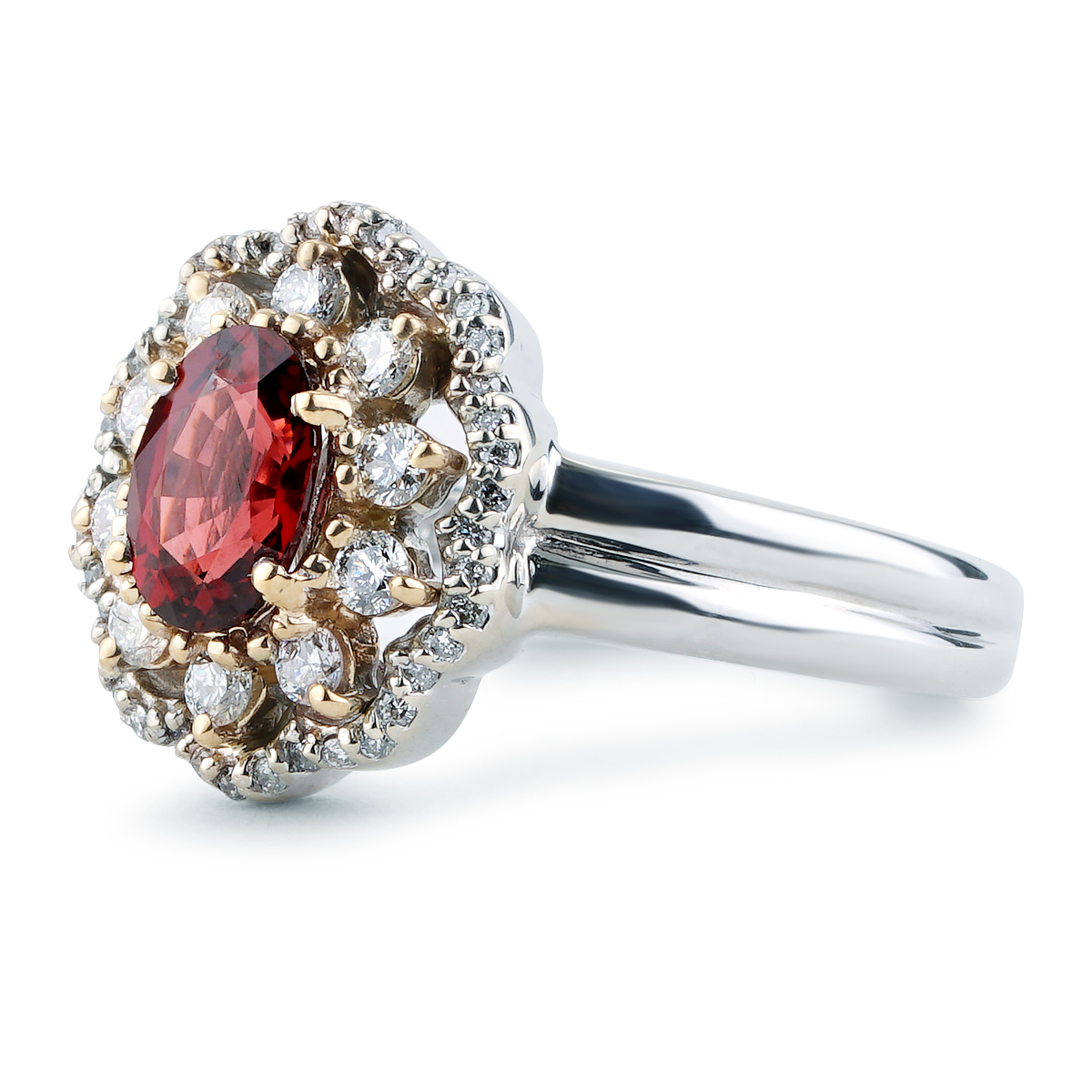 92 CT Oval Red Spinel and Diamond Halo Ring in Two Tone Gold | New  