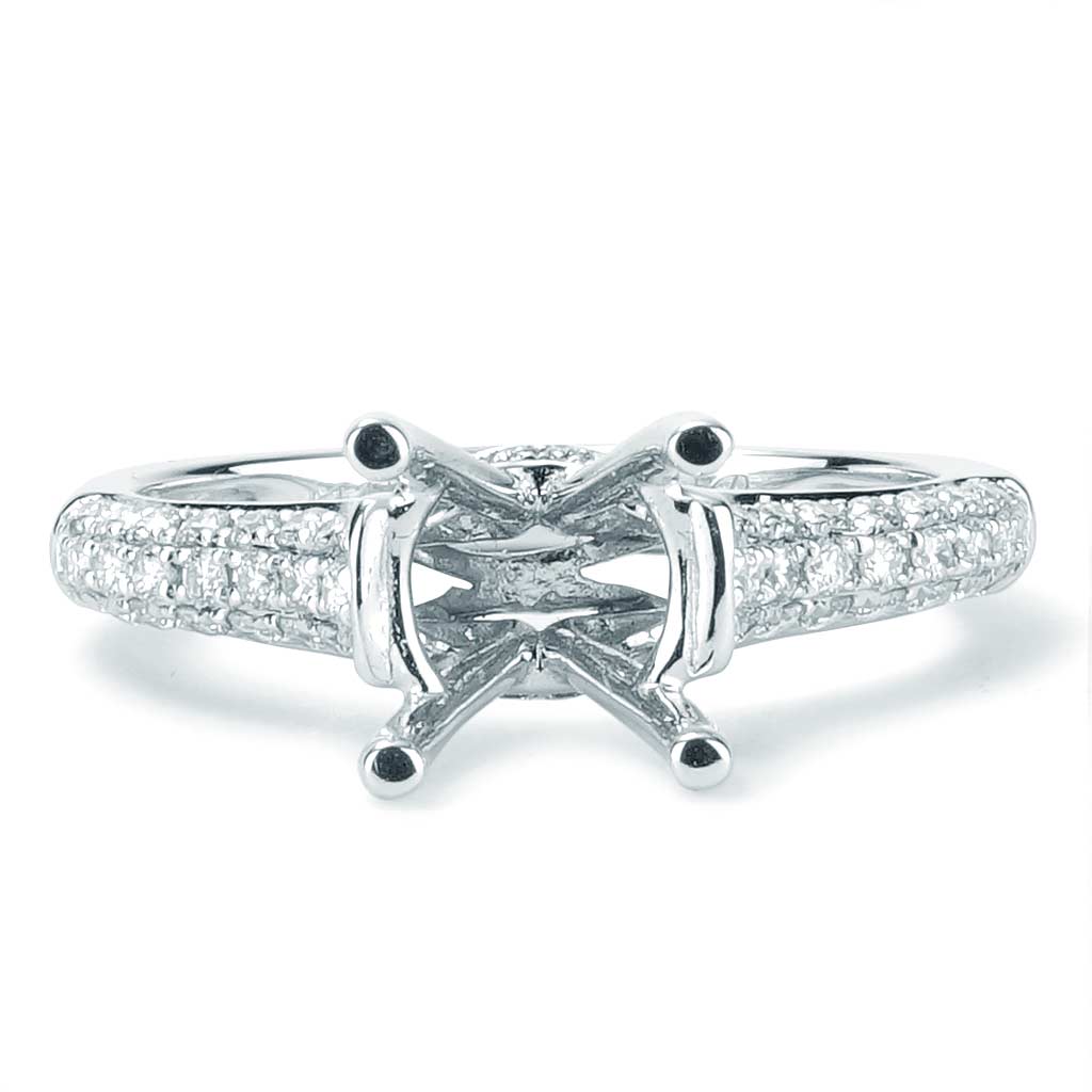 Cathedral Style Pave Setting in White Gold