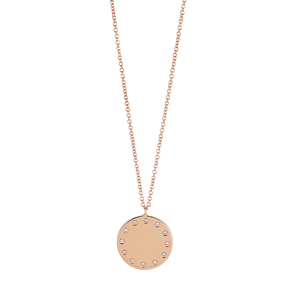 Diamond Station Disc Necklace in Rose Necklace | New York Jewelers Chicago