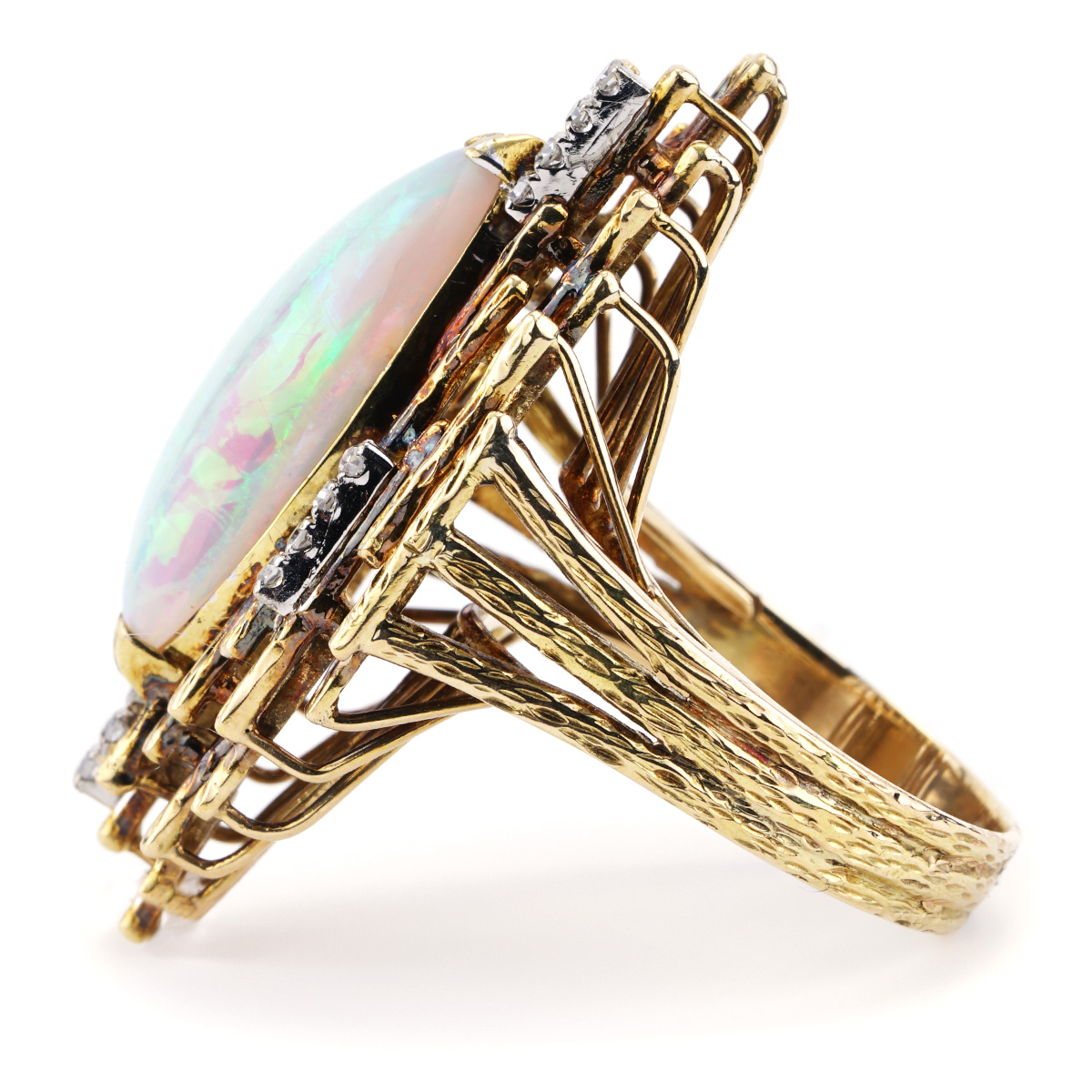 Vintage Style Marquise Opal Ring in Yellow Gold | New York