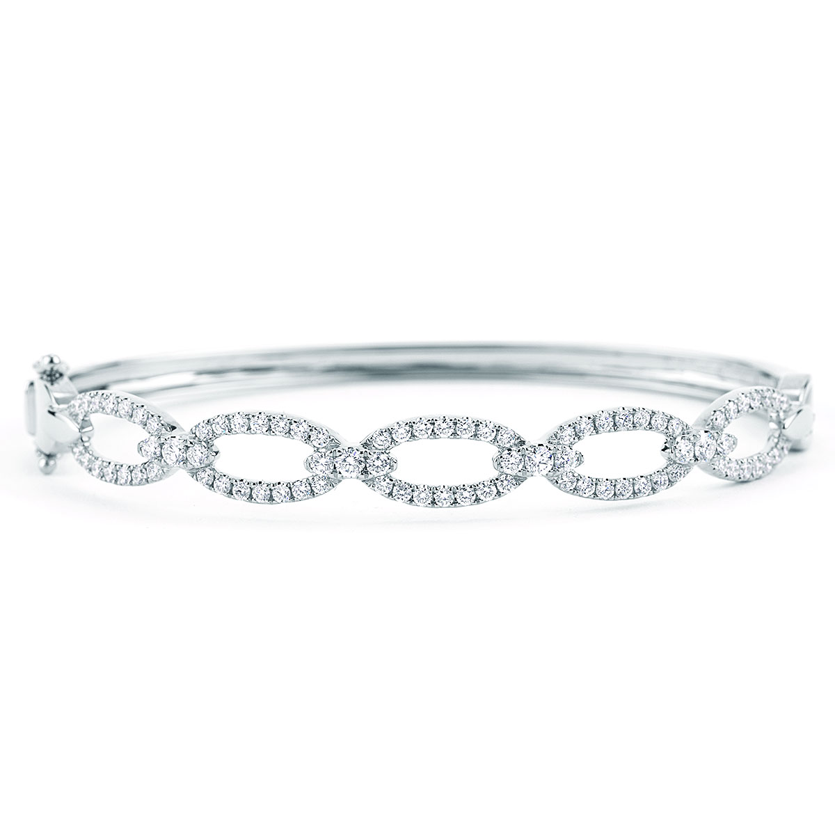 14k White Gold Diamond Bangle