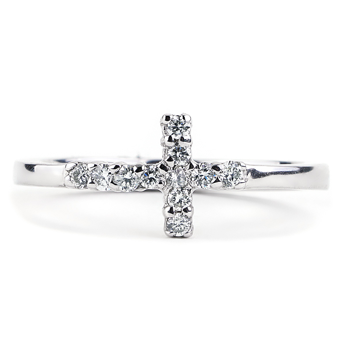 Diamond Cross Ring in White Gold | New York Jewelers Chicago