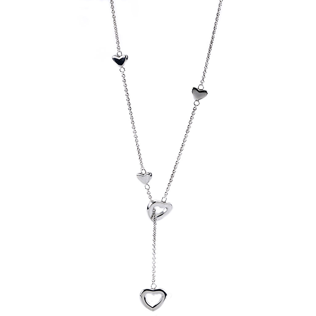 14K Yellow Gold Polished Multi-Heart Chain Necklace - 9940238 | HSN