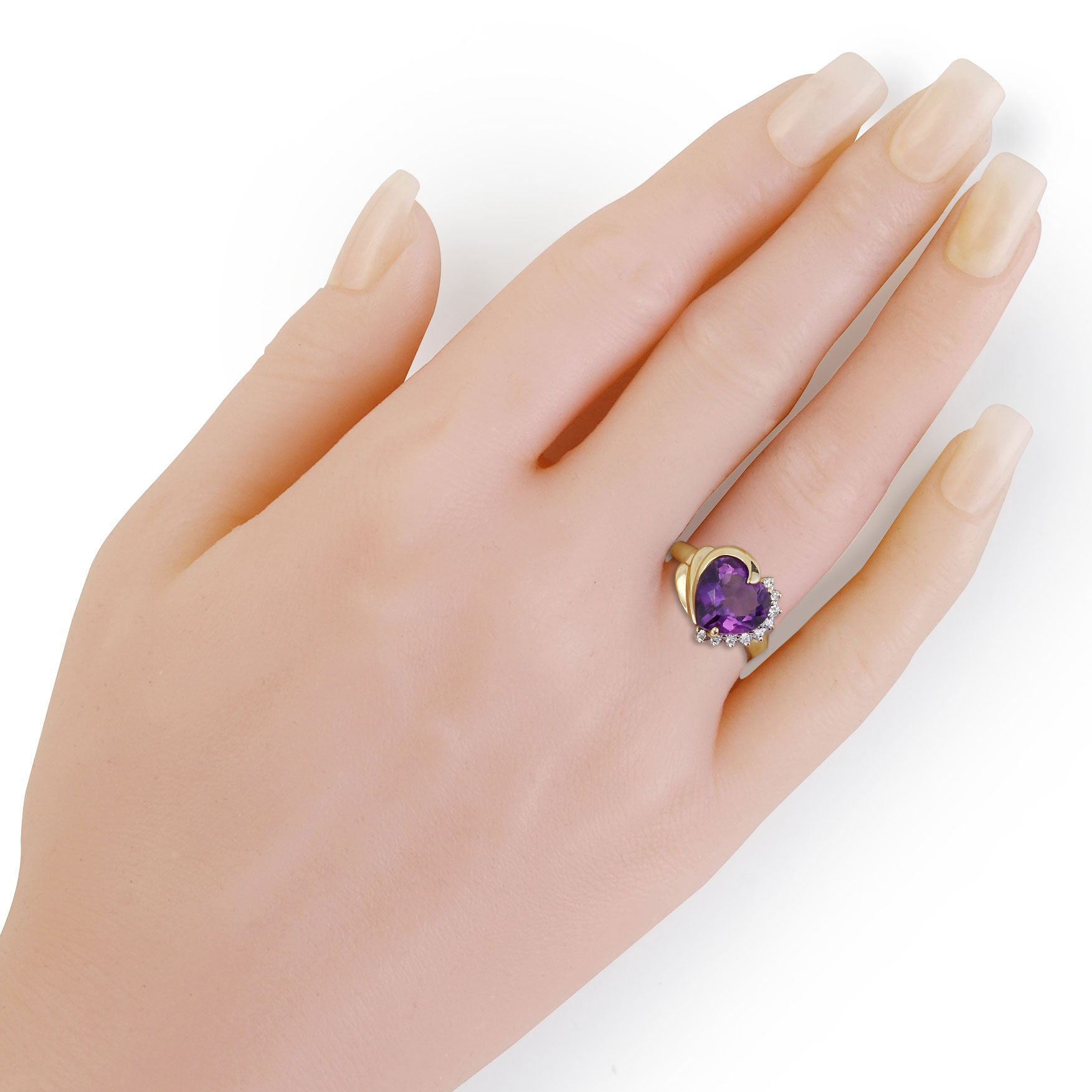 1 cttw Purple Amethyst Ring .925 Sterling Silver with Rhodium Heart Sh -  Vir Jewels