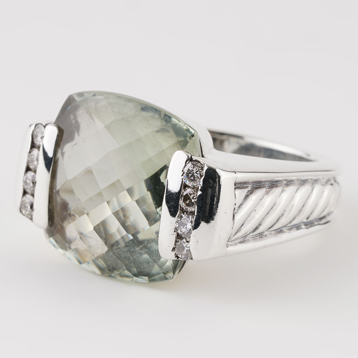 David Yurman Cable Cushion Prasiolite and Diamond Accent Sterling