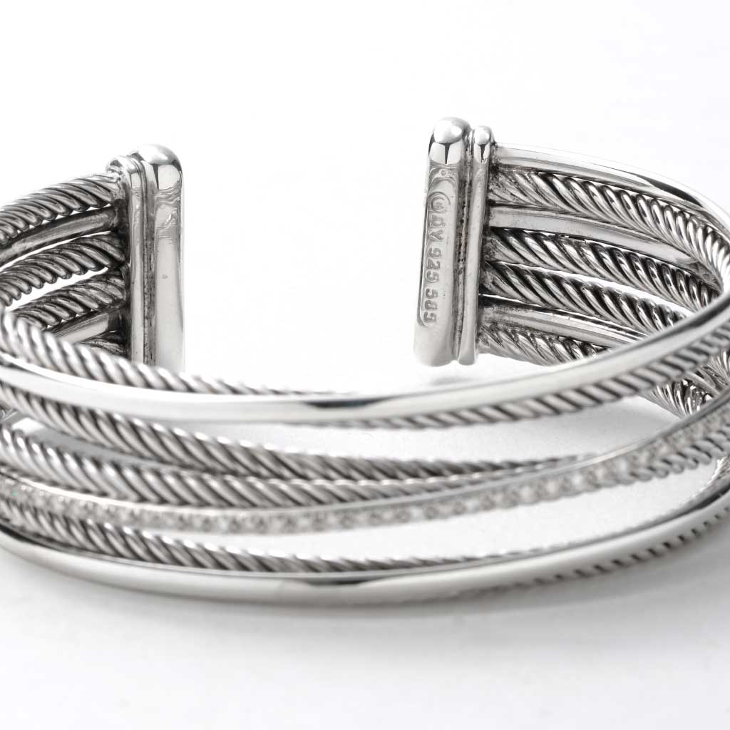 David Yurman Crossover Collection Four-Row Cuff with Diamonds in White ...