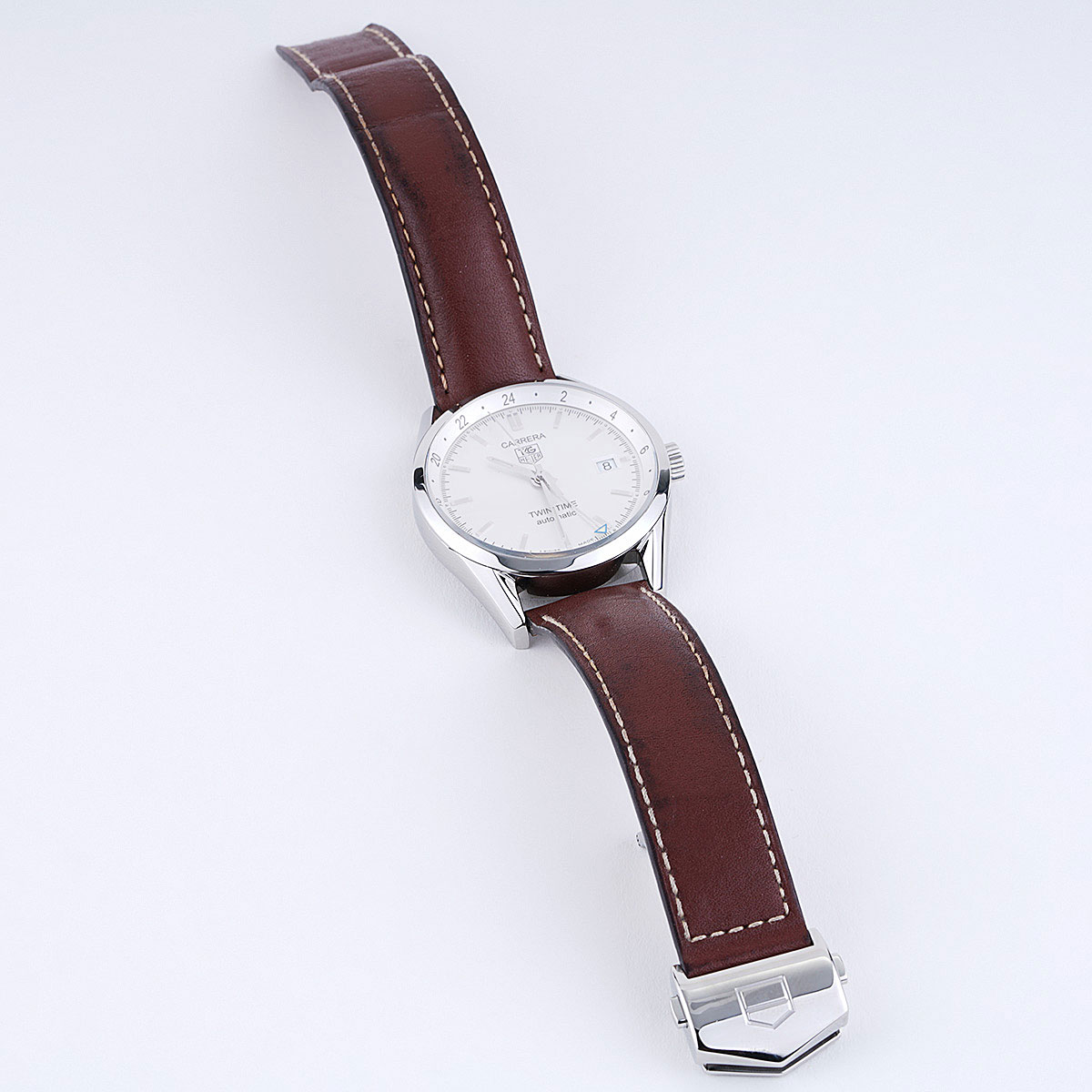 Tag heuer twin time leather outlet strap