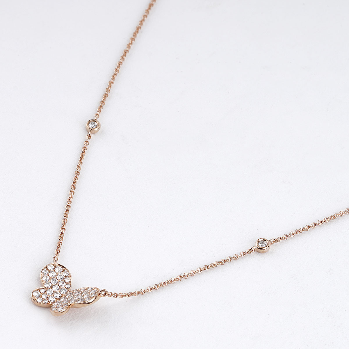 Butterfly Diamond Necklace, 14k Solid Gold Necklace, Birthday Gift, Mi –  GeumJewels