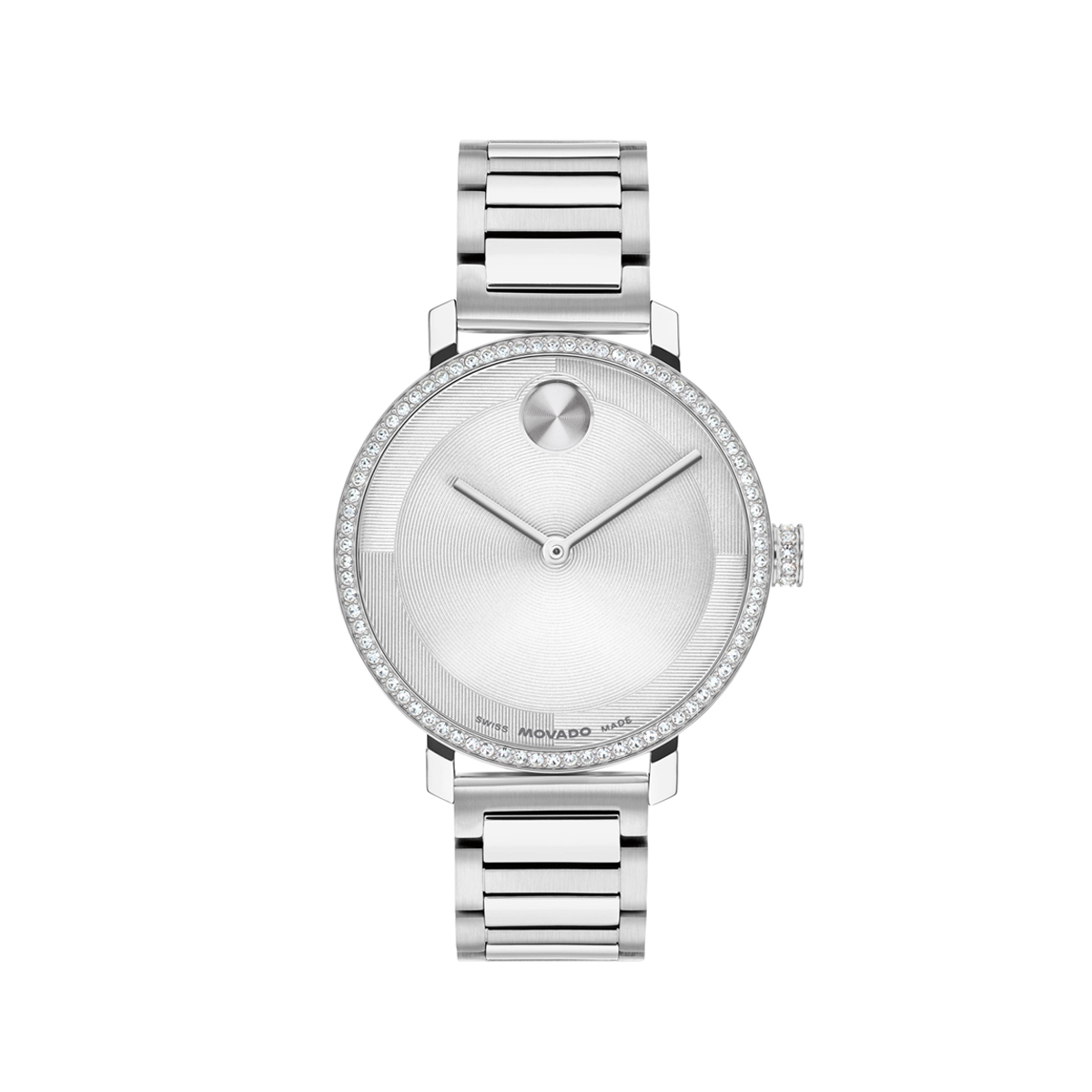 Movado Bold Evolution 2.0 Silver Dial Crystal Bezel Stainless