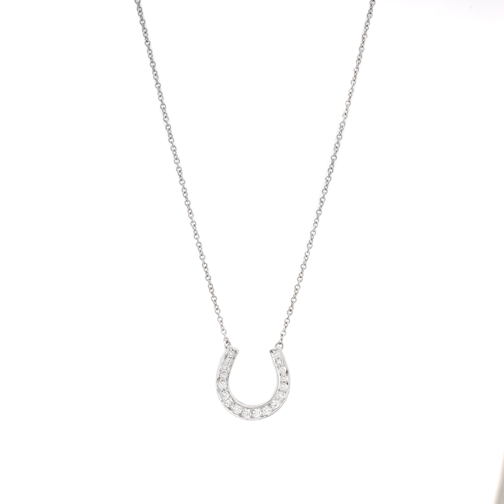 Sterling Silver Horseshoe & CZ diamond Necklace - Shop GreenRock Jewelry  Necklaces - Pinkoi