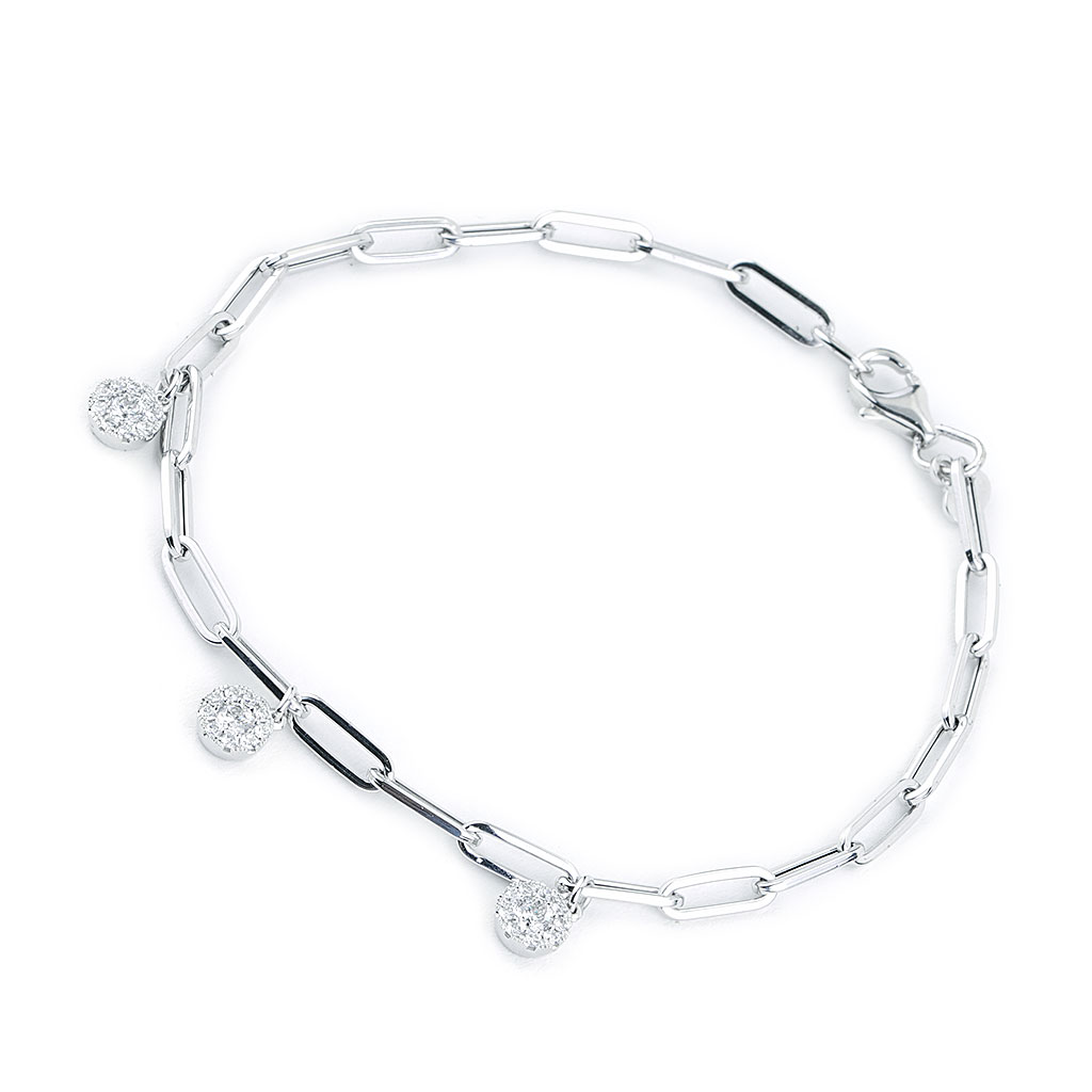 0.41 CTTW Diamond Dangle Paperclip Bracelet in White Gold | New