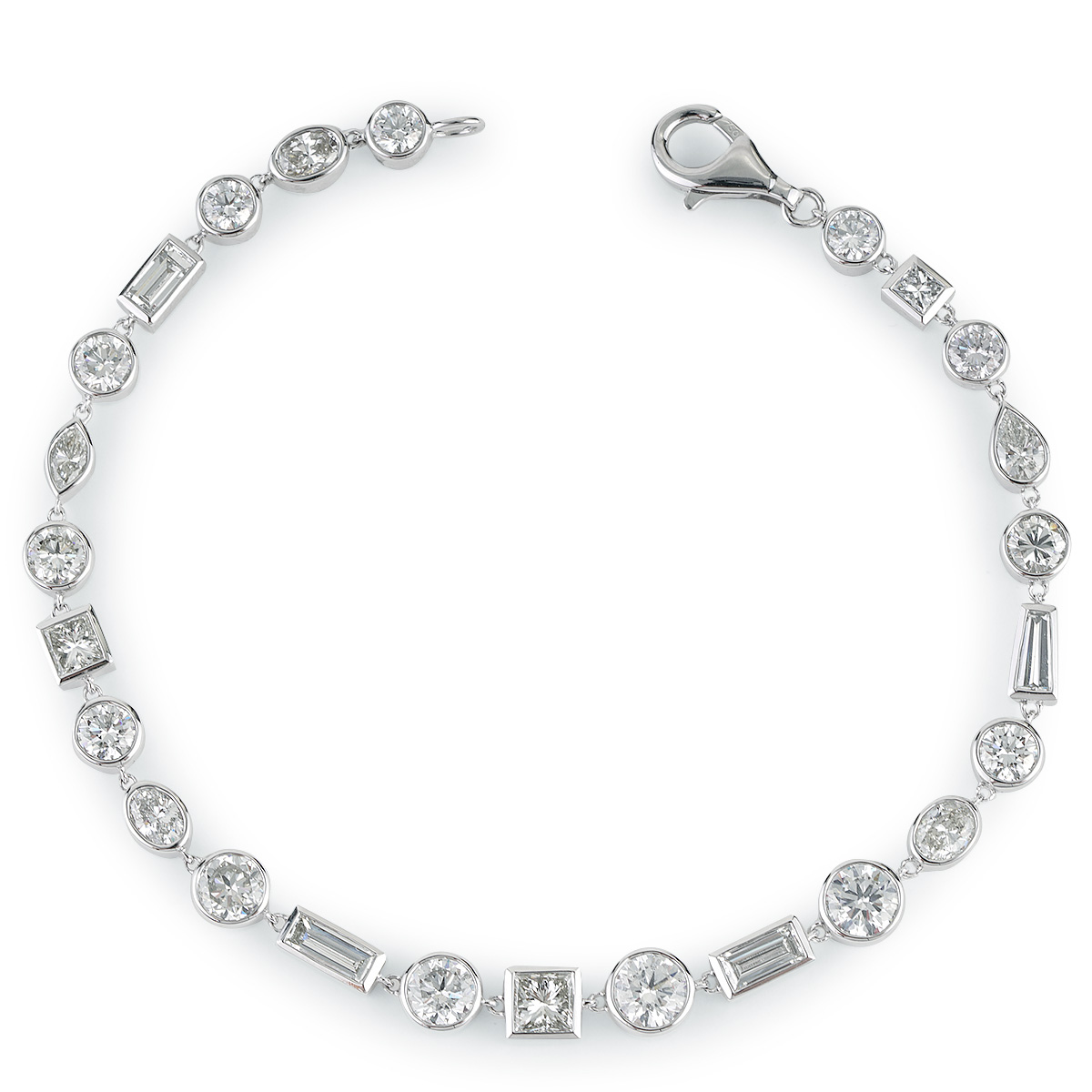 Bezel Set 18k White Gold Diamond Bracelet Lab Diamond Bezel Set