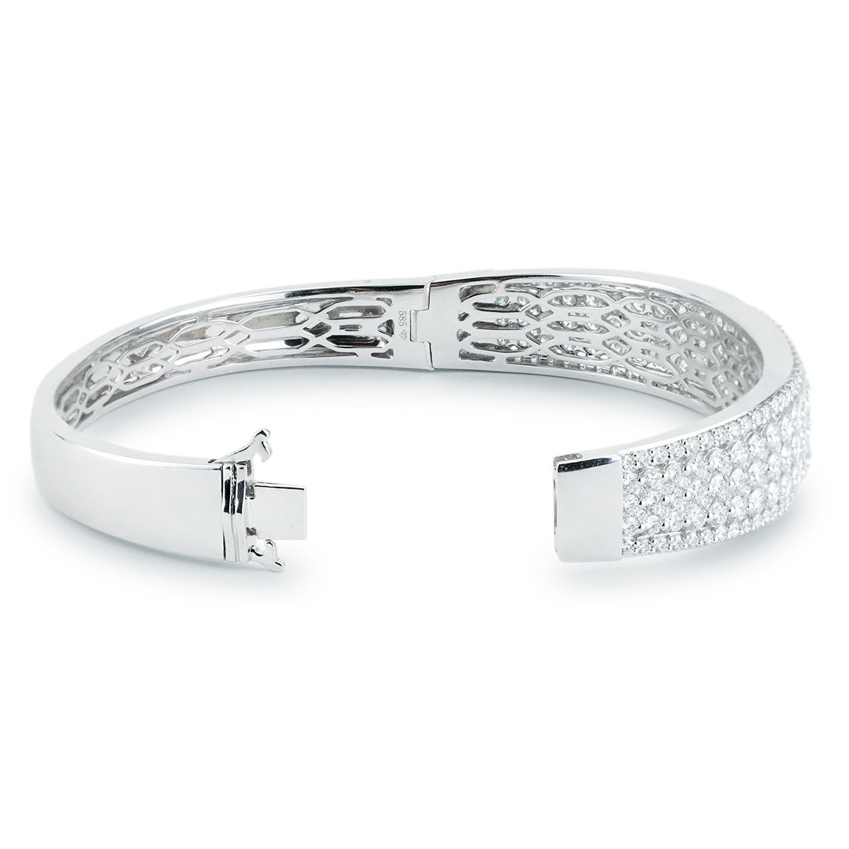 7.89 CTTW Five Row Pave Diamond Bangle Bracelet in White 7.89 CTTW Five Row Pave Diamond Bangle Bracelet in White
