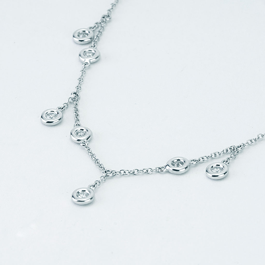 Diamond By The Yard Necklace with Dangling Diamonds in White Gold | New ...